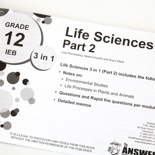 Gr 12 Life Sciences 3in1 Part 2 IEB - The Answer Series